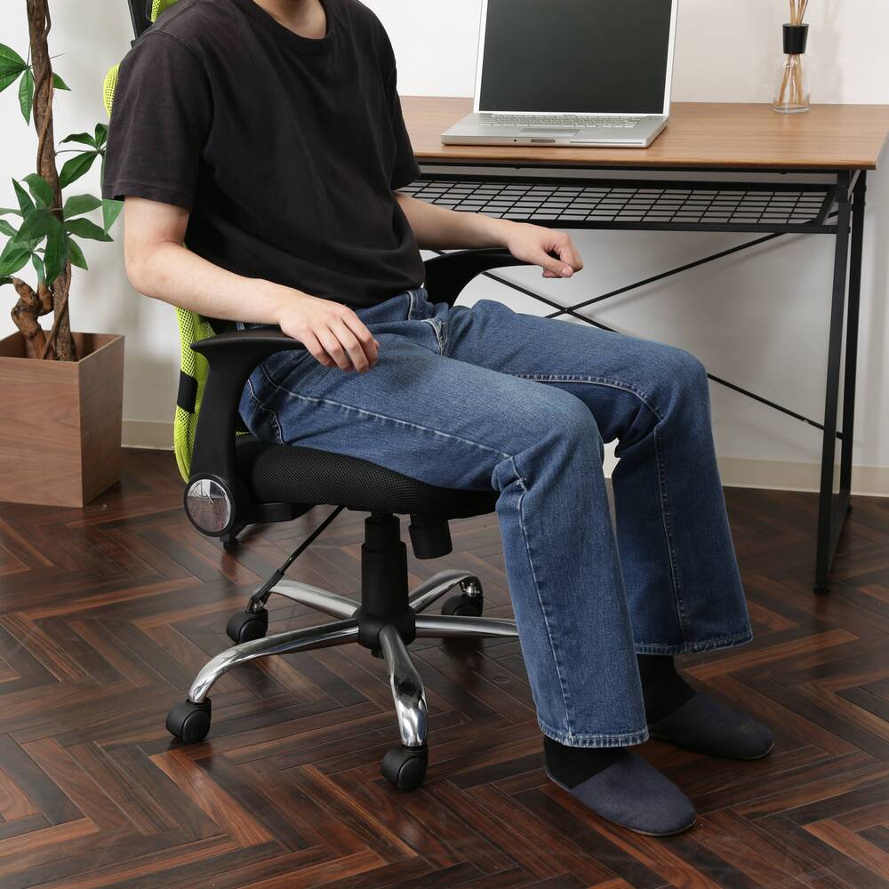 ヘッド付アームアップチェア ARP-01 オフィスチェア メッシュ 事務用椅子 デスクチェア ランバーサポート付 昇降機能【FB3542】