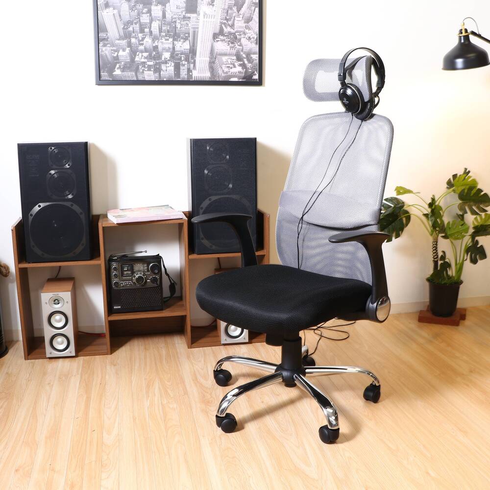 ヘッド付アームアップチェア ARP-01 オフィスチェア メッシュ 事務用椅子 デスクチェア ランバーサポート付 昇降機能【FB3542】