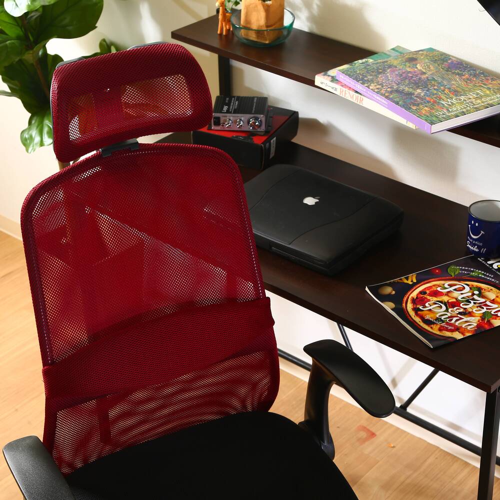 ヘッド付アームアップチェア ARP-01 オフィスチェア メッシュ 事務用椅子 デスクチェア ランバーサポート付 昇降機能【FB3542】