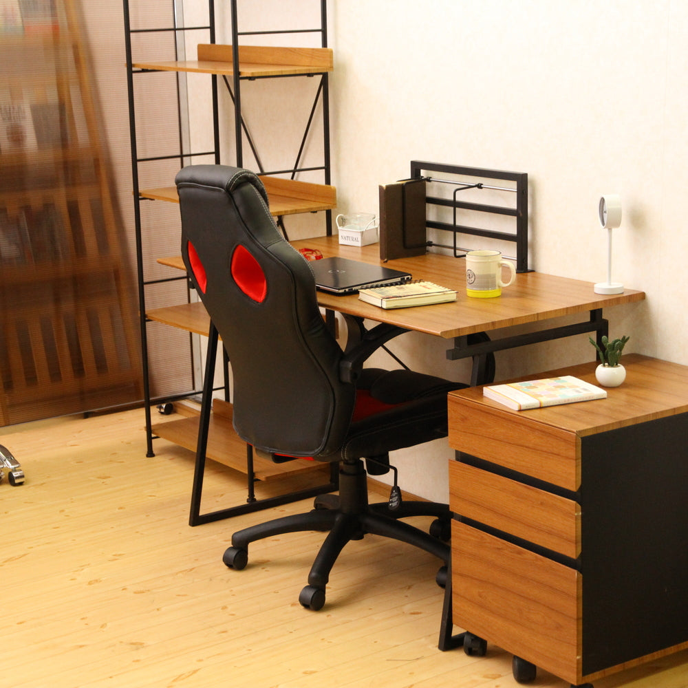 レーシングチェアー サーキット ゲーミングチェア キャスター付き デスクチェア 在宅ワーク クッション付きひじ掛け【FB5557】