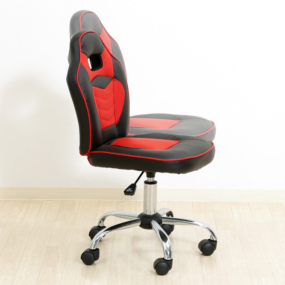 レーシングチェア キッズ用 ブルー レッド ハイバック クッション 厚手 座面 ガス昇降 キャスター付き【FB6070】