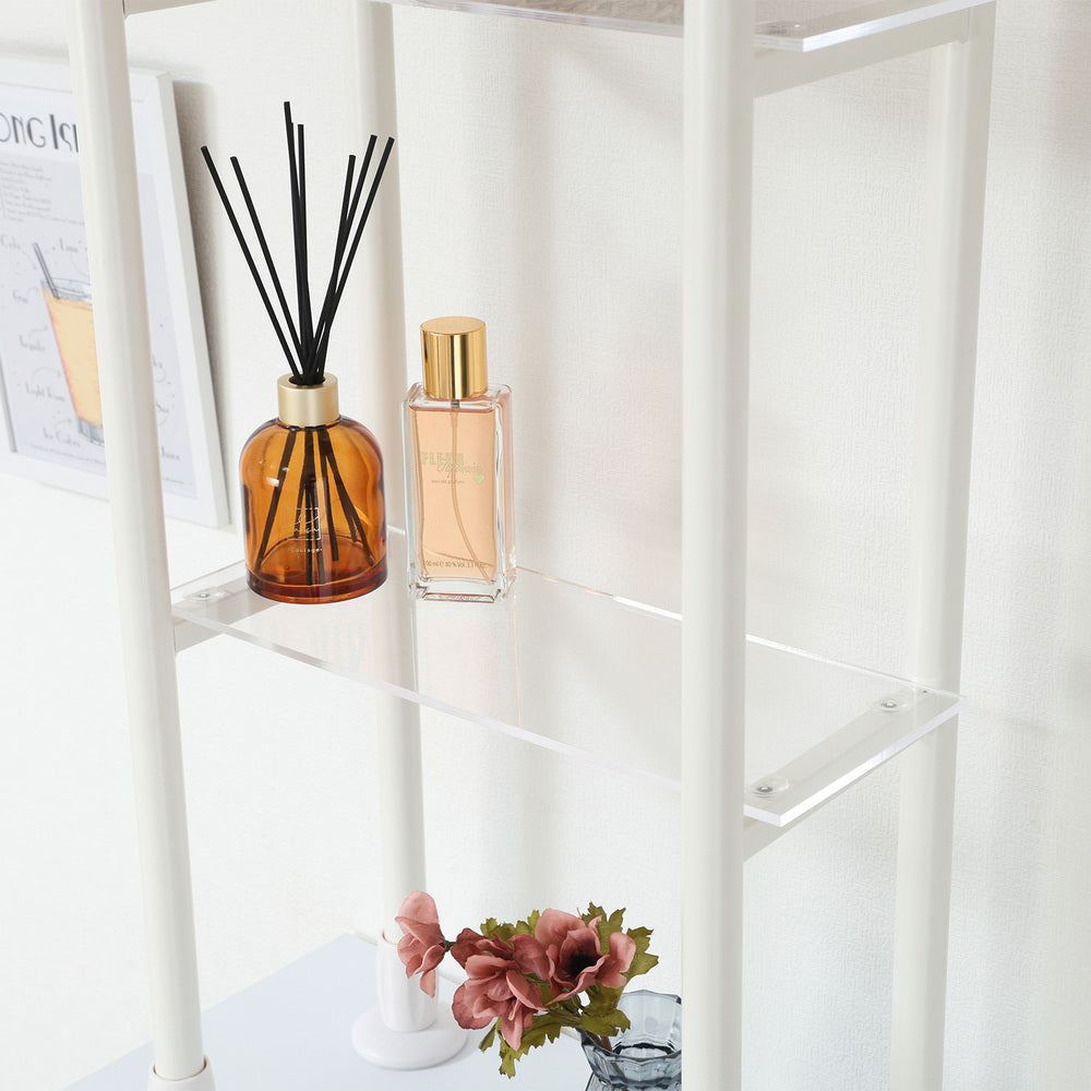 上置き突っ張りシェルフ BAAL アクリル棚板付き 隙間収納 飾り棚 インテリア リビング【FB6394】