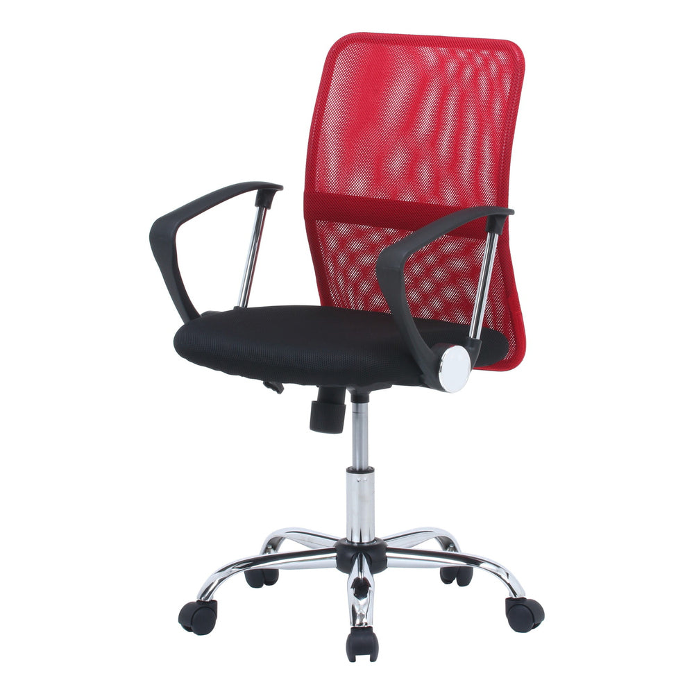 オフィスチェア メッシュ レッド 肘掛け椅子