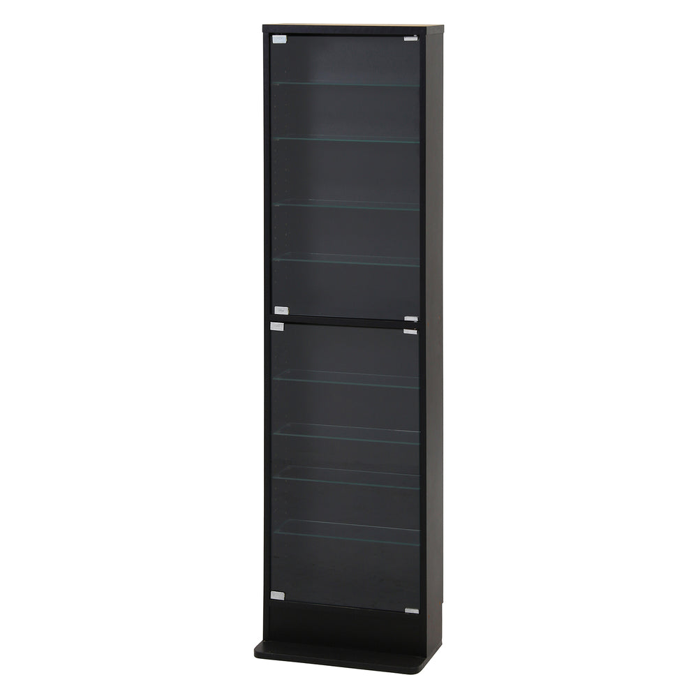 ガラスコレクションラック ブラック 浅型