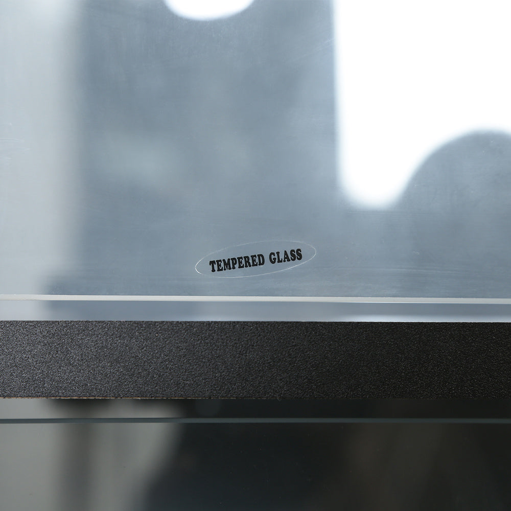 強化ガラスの扉 ブラックの棚板 ディスプレイラック