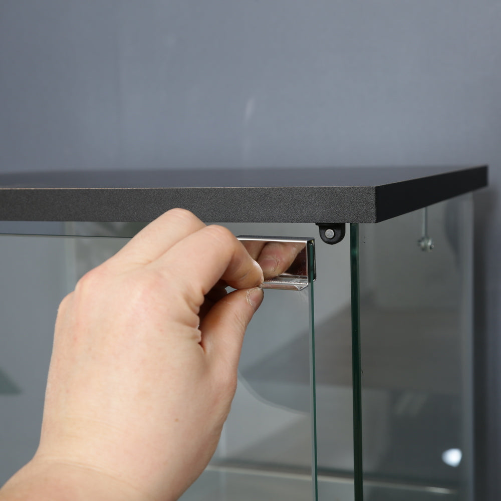 マグネット式の扉 前面ガラス ブラックの天板