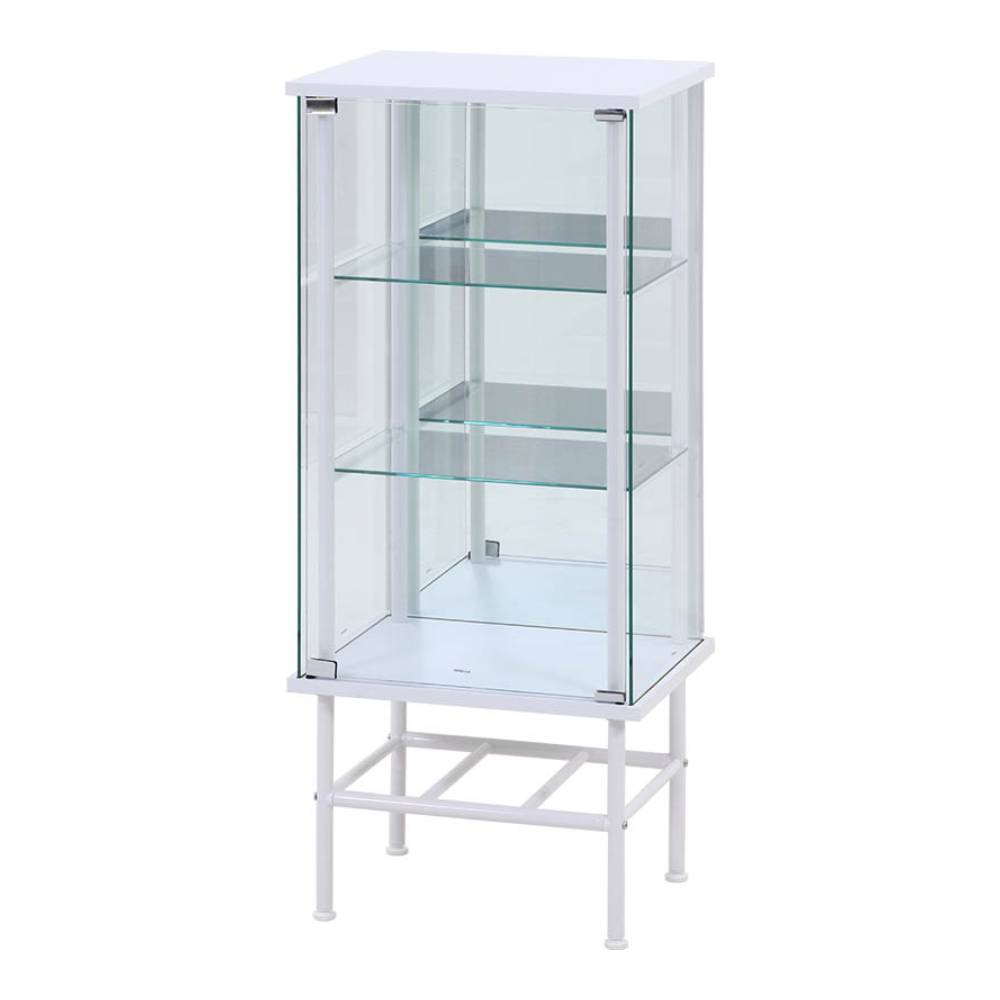 ディスプレイ棚 ホワイト 背面ミラー付き