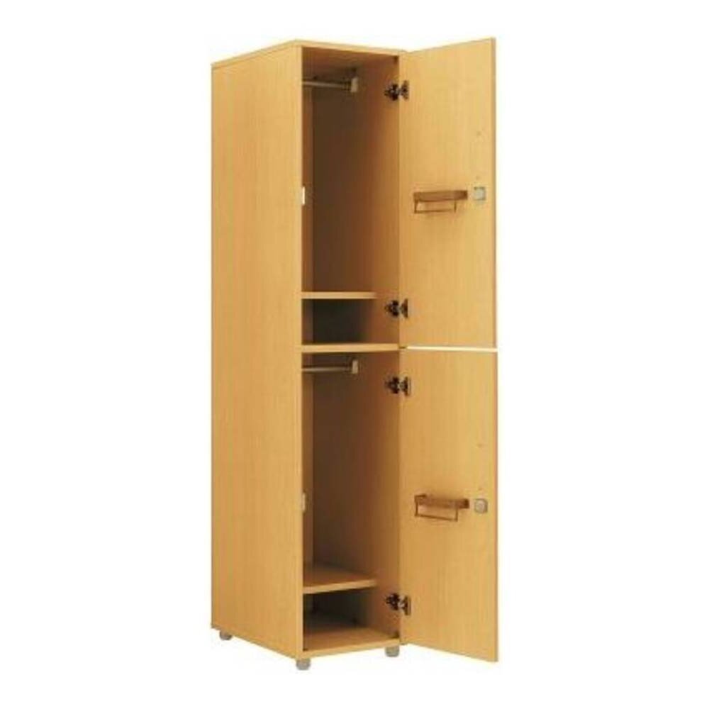 木製収納 ダブルロッカー ハンガーパイプ