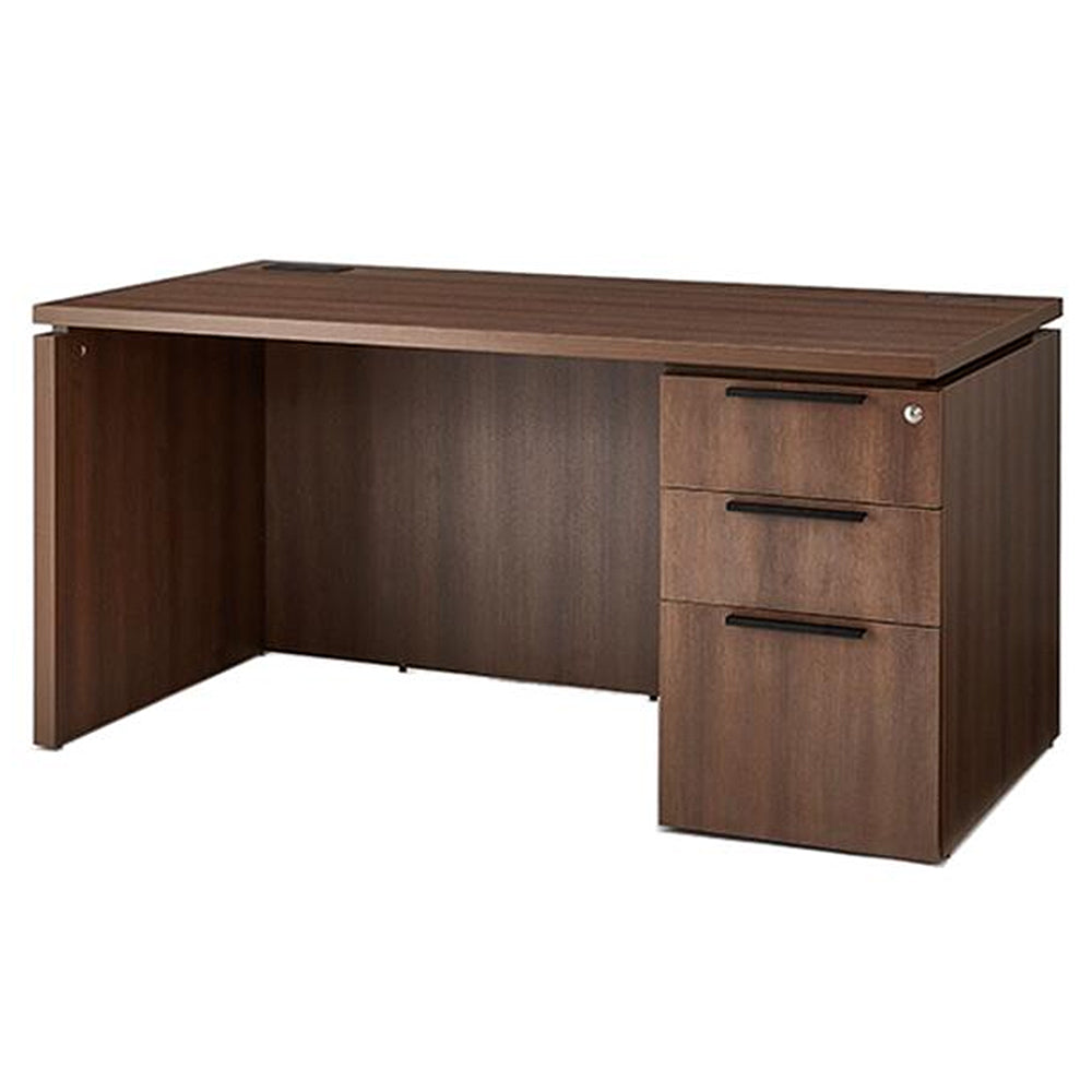 片袖デスク 3段引き出し カギ付き ペントレー付き