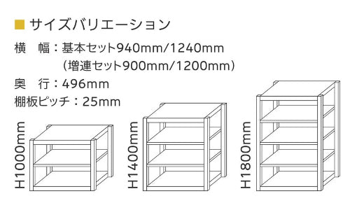 格子ラック ボルトレス 簡単組立 収納効率特化 基本セット W900タイプ H1000【オフィス家具市場】