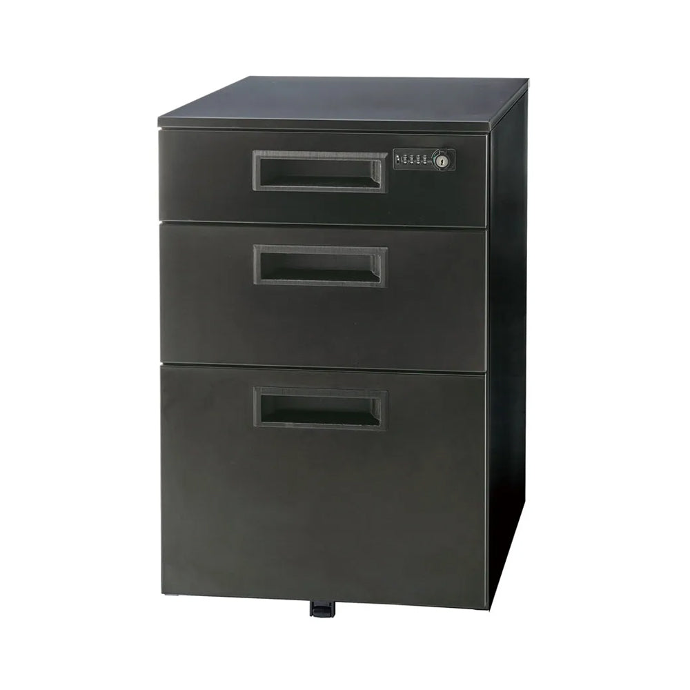 ブラック 鍵付き収納家具 書類整理 ファイルワゴン