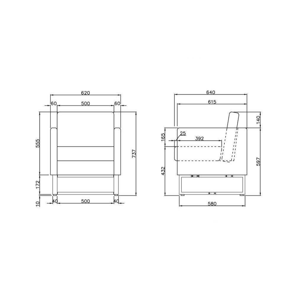 スクエアソファ スチール脚 待合用ソファ
