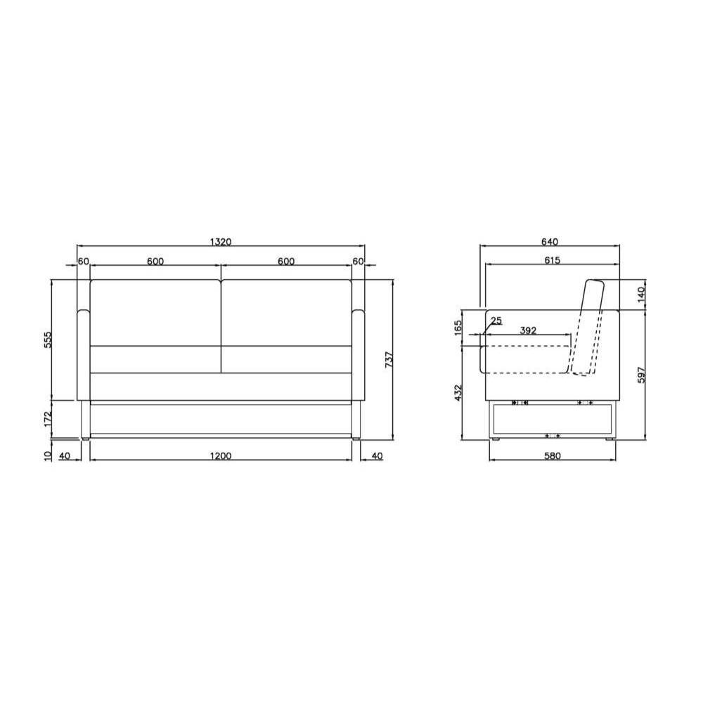 耐久性 ソファ 2人掛け ループ脚