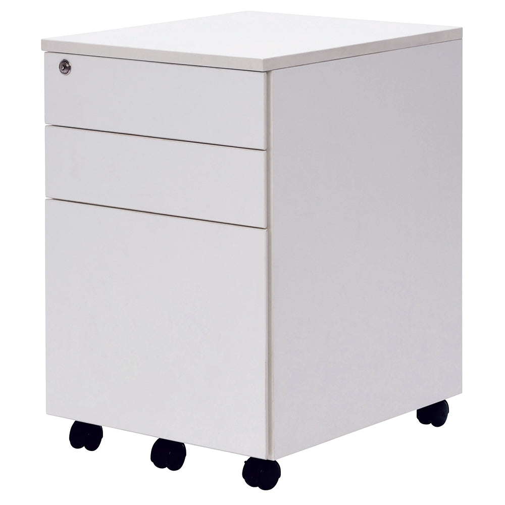 鍵付きワゴン 3段ワゴン ホワイト