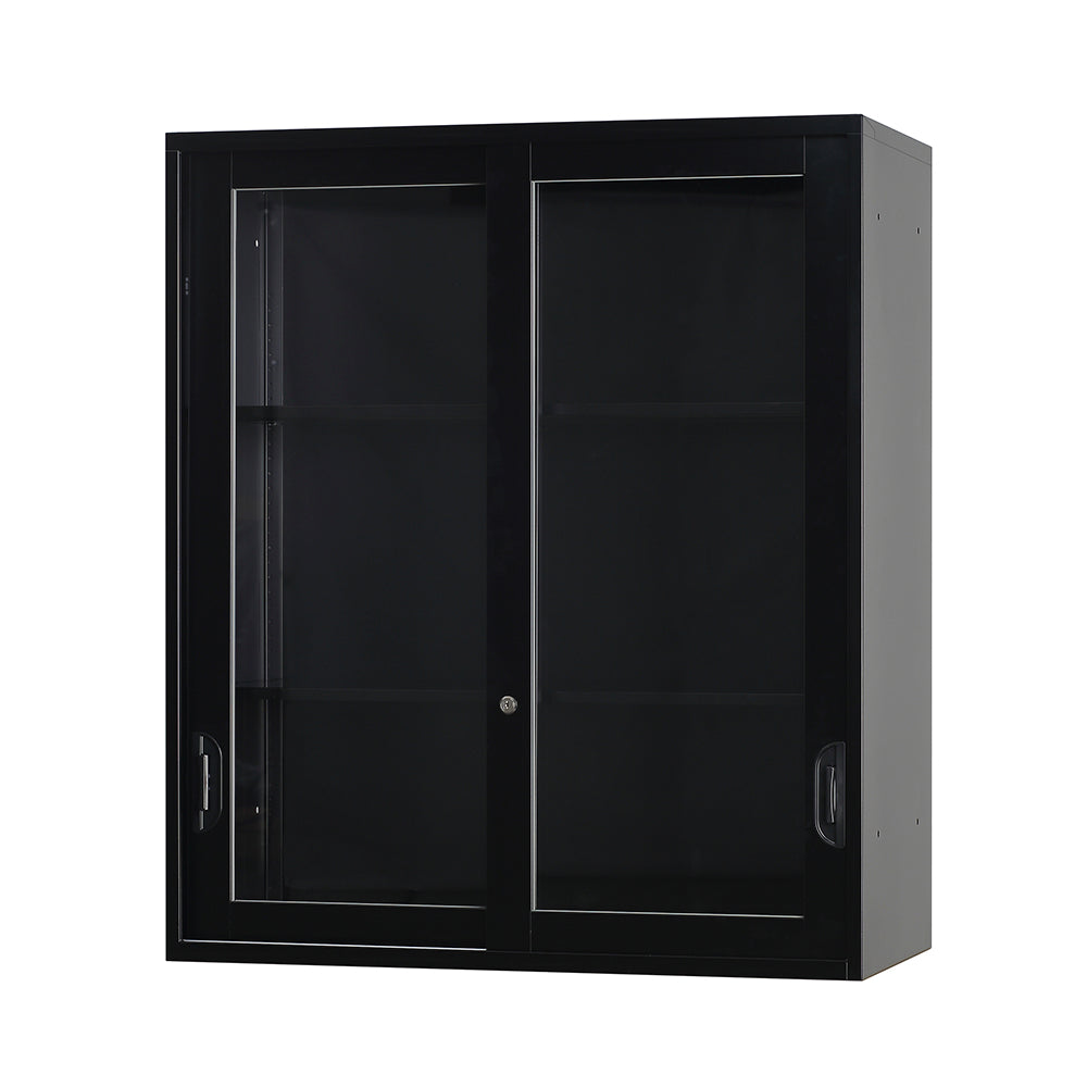 上置き用 スチール引違い収納庫 ブラック