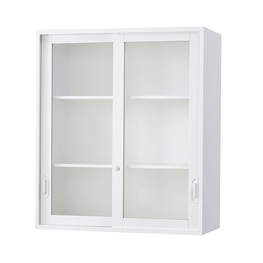 ガラス引き違い書庫 壁面収納庫 可動棚