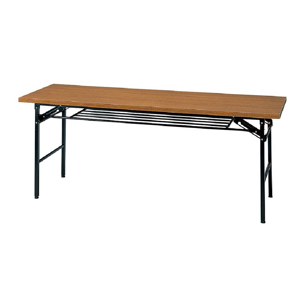 棚板付 折りたたみ式テーブル チーク色