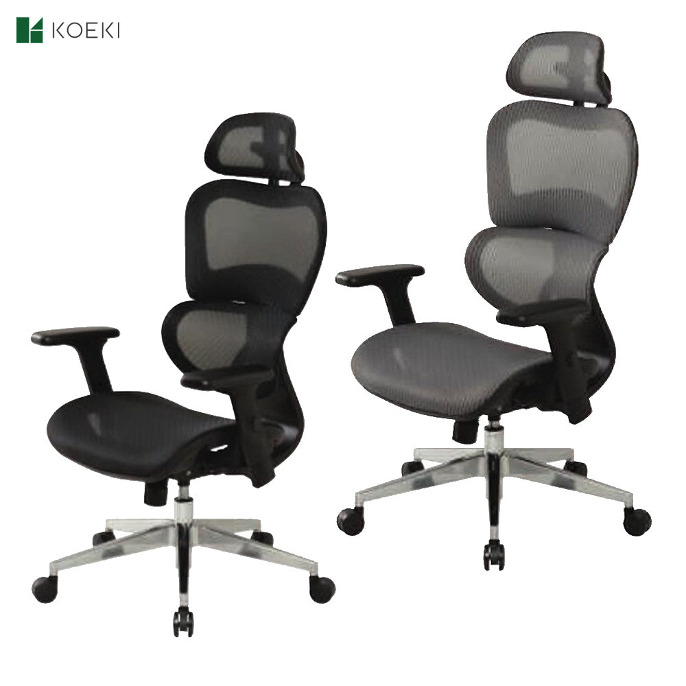 多機能ハイスペック オフィスチェア メッシュ張り シンクロロッキング ヘッドレスト付【cks2】