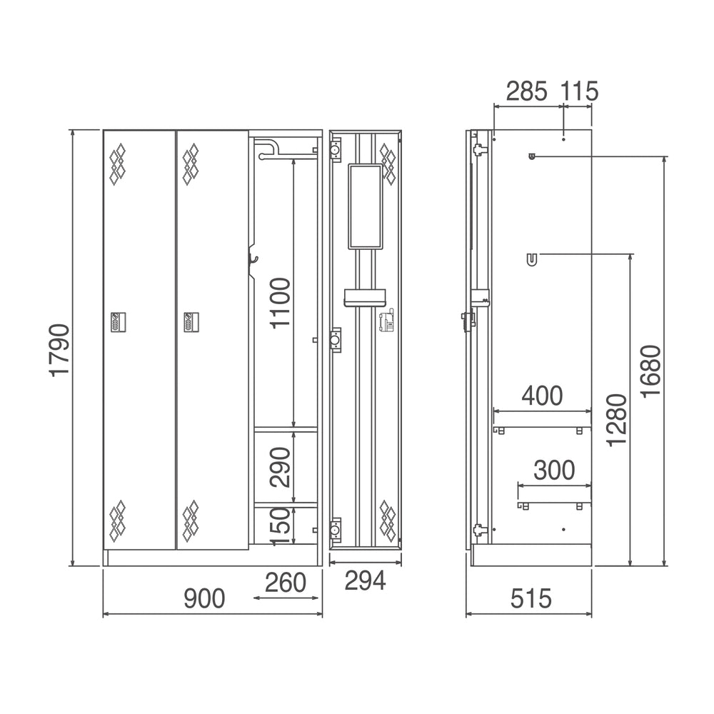 女性向けロッカー サイズ W900