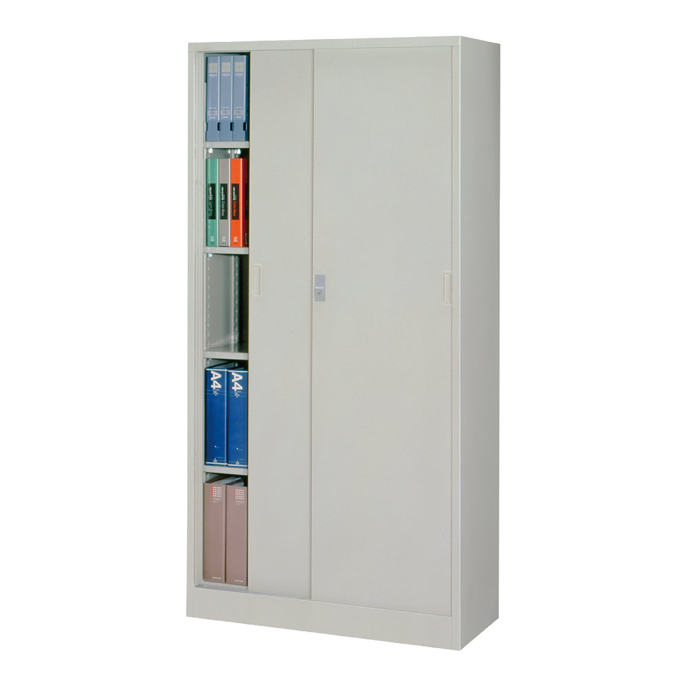 ニューグレー 棚板4枚 鍵付き 引違い書庫