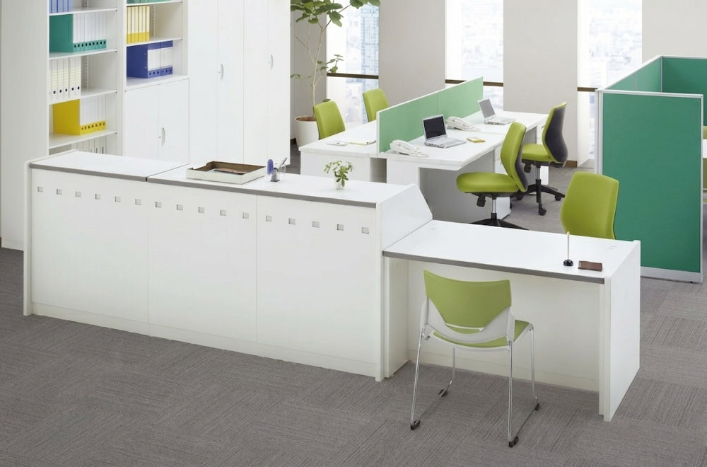 ハイカウンター Uタイプ 鍵付き オフィス・店舗向け収納型カウンター 引違い扉【SK-NSH-UW】