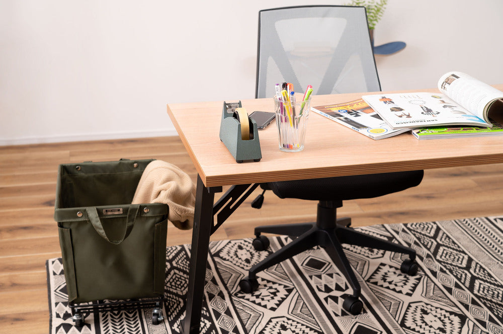 アジャスター付 PCデスク オフィスデスク W120 D60 ワゴンデスク ナチュラル デスク【az-ooff】