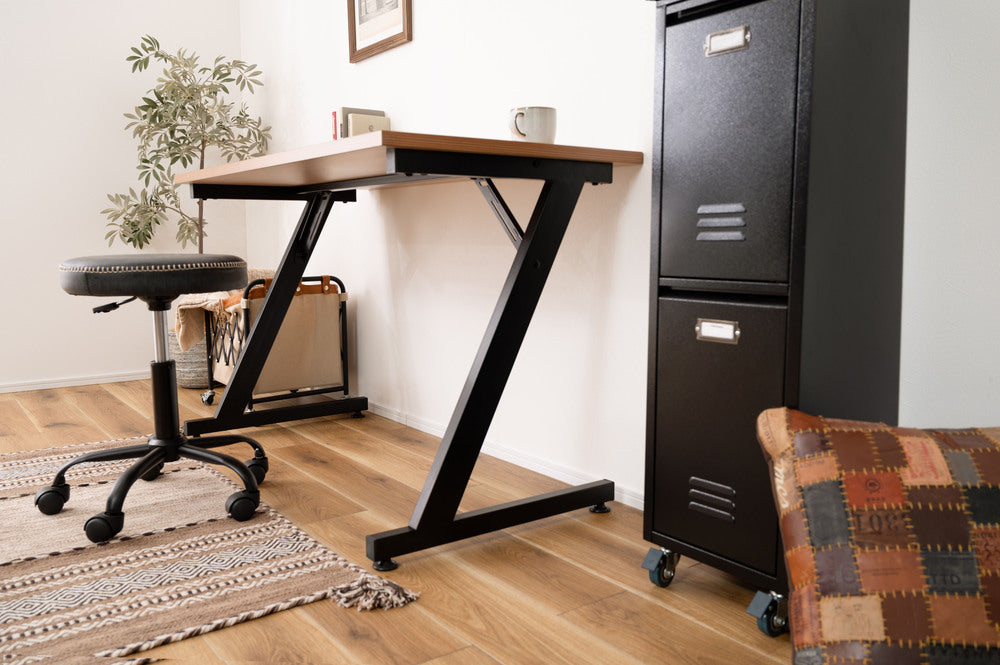 アジャスター付 PCデスク オフィスデスク W120 D60 ワゴンデスク ナチュラル デスク【az-ooff】