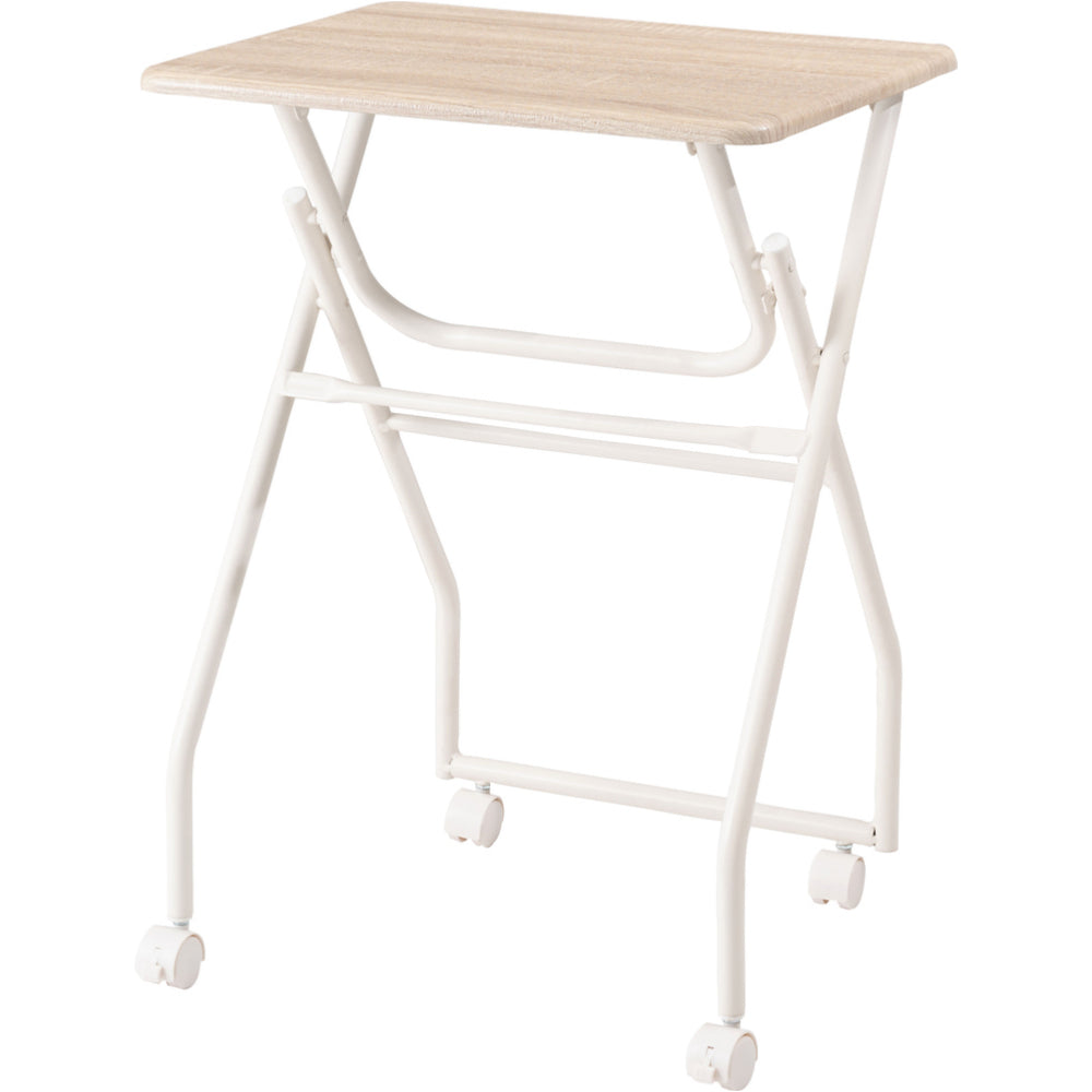 木目調テーブル ホワイト キャスター