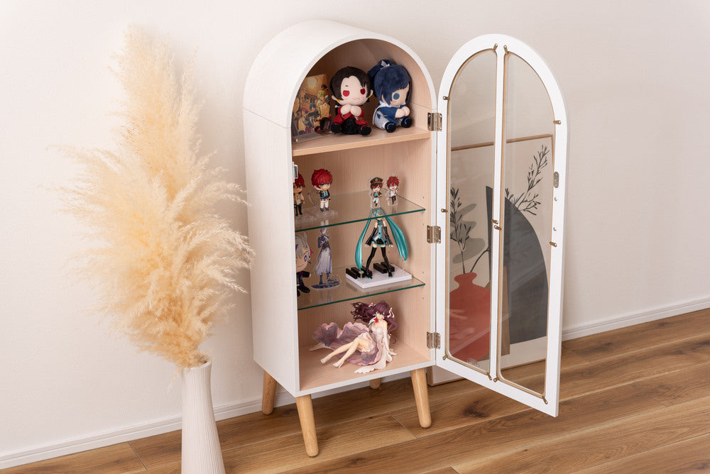 アーチ型 ガーリー コレクションシェルフ ラック 棚 フィギュアケース ガラスラック【az-poft-621】