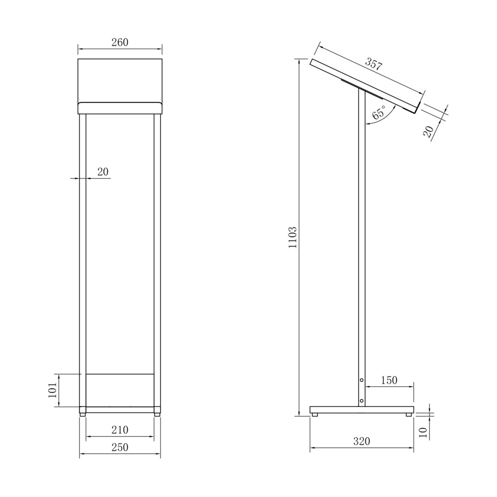 A4 メニュースタンド 詳細サイズ