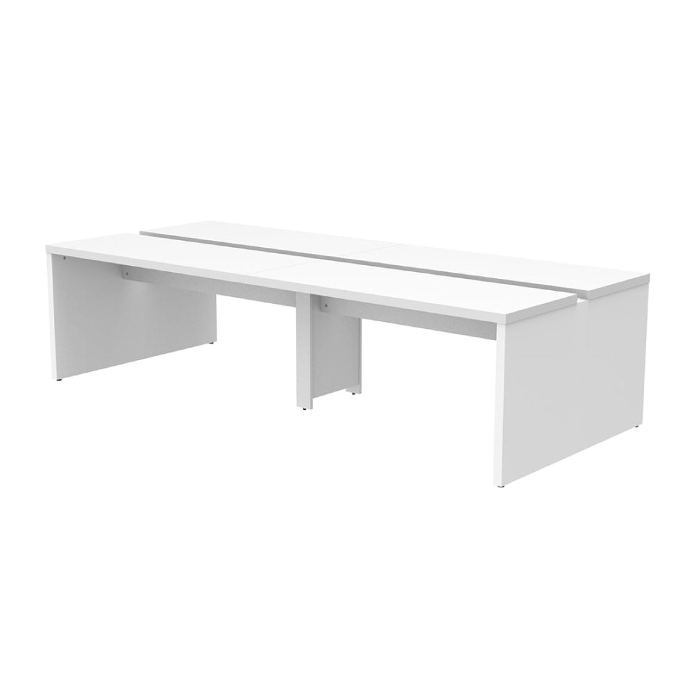 ホワイト 中央脚に配線通す オフィスデスク