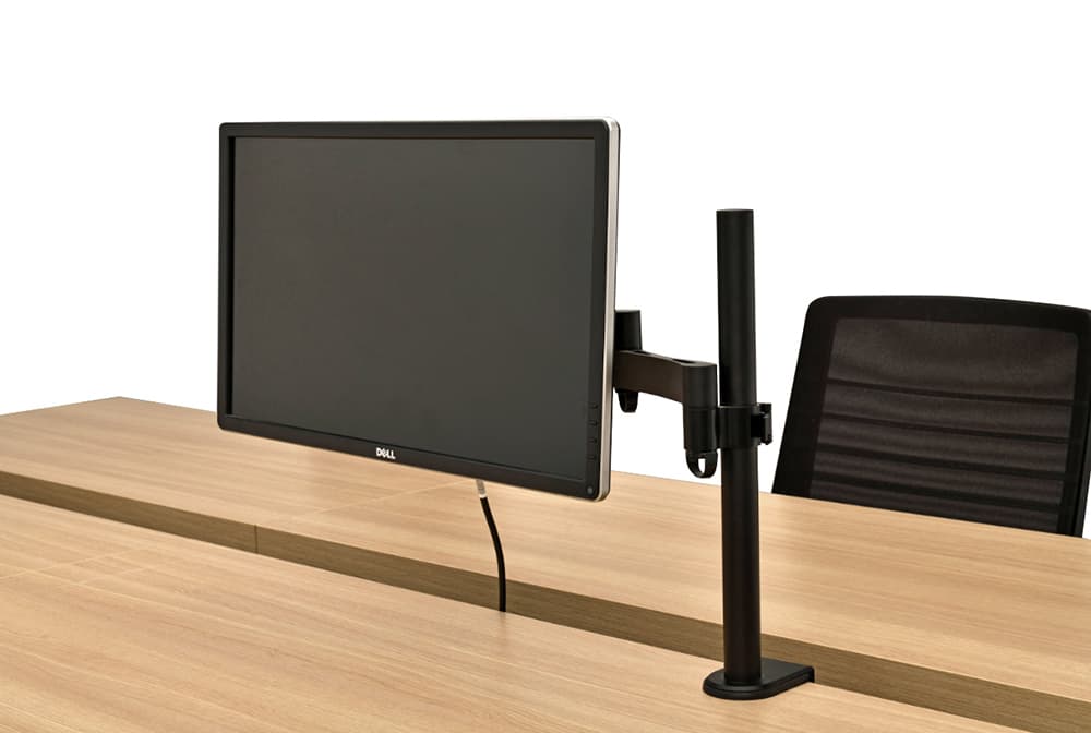 中央のスリット部にモニターアーム取り付け