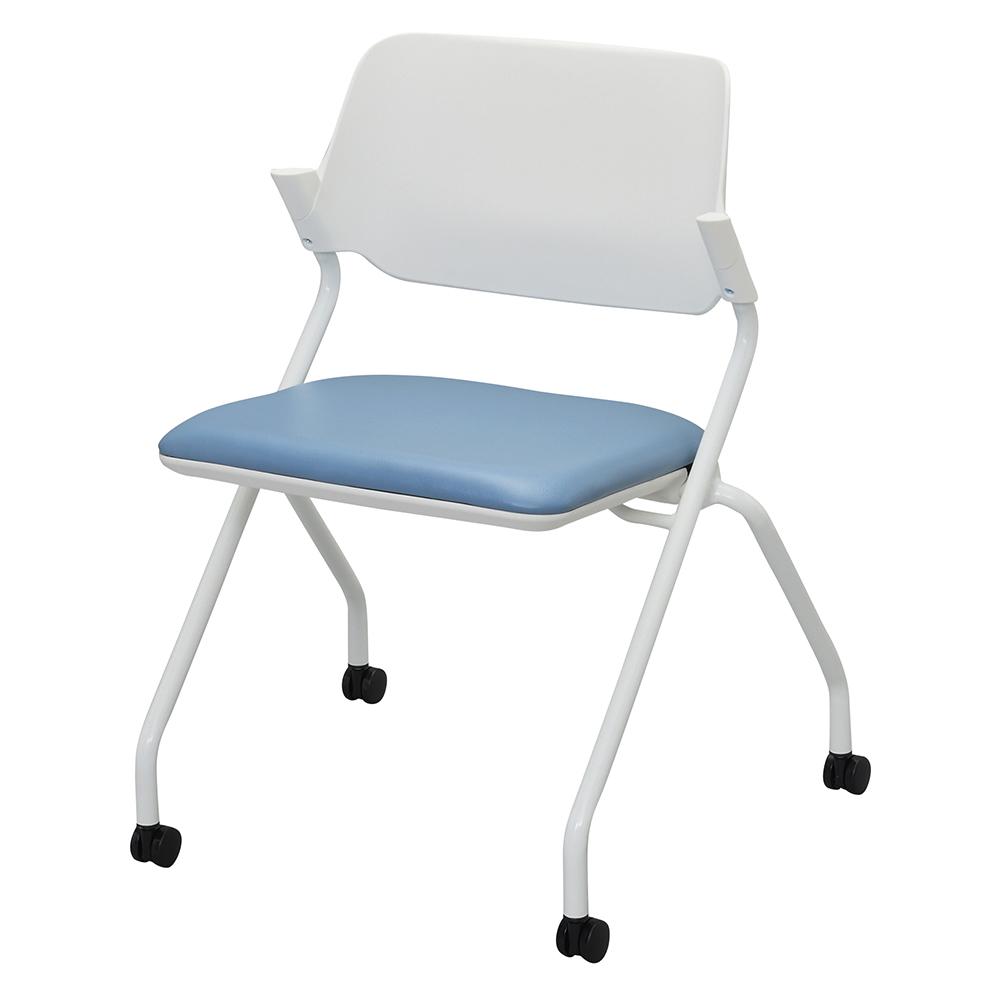 アッシュブルー 折りたたみ式 ミーティングチェア