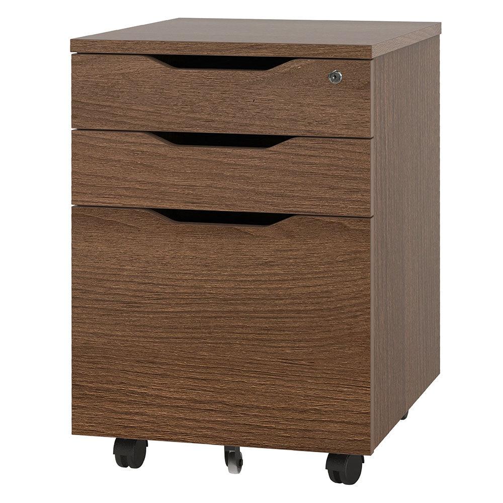 ウォルナット 木目 鍵付き ワゴン