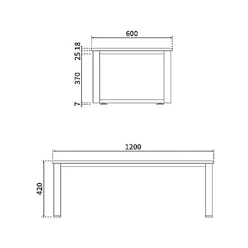 詳細サイズ センターテーブル ロの字脚