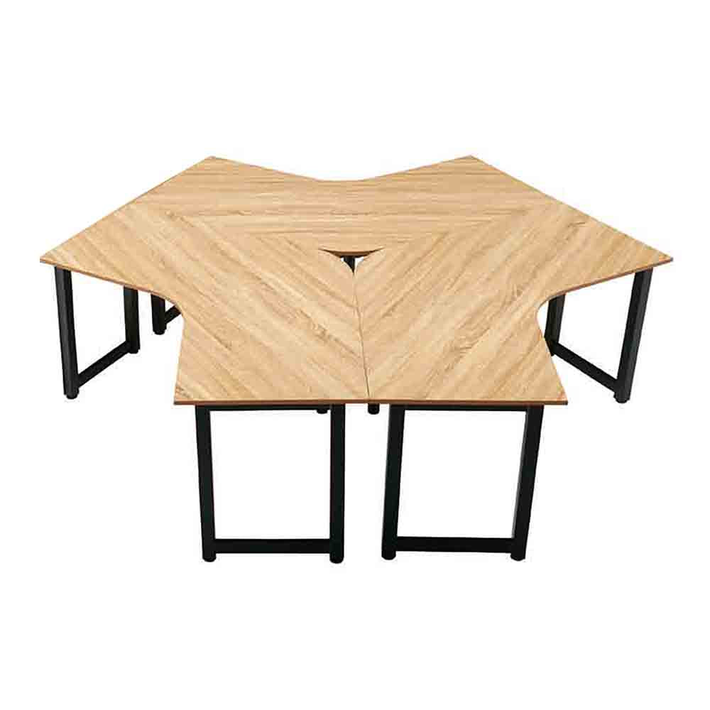 ブーメラン型テーブル 3台向かい組み合わせ