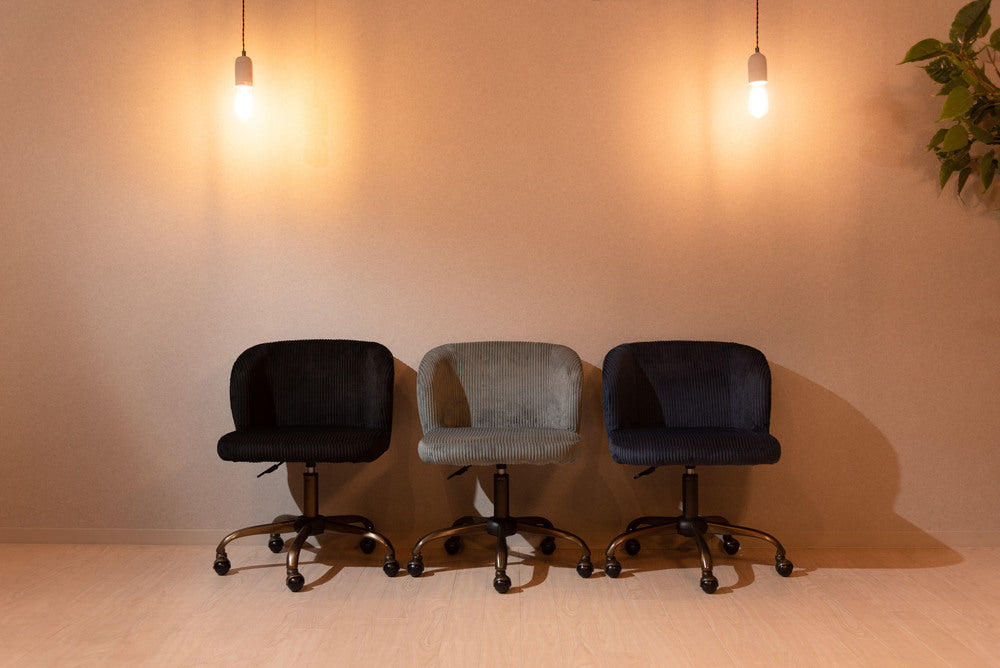 コーデュロイ生地 デスクチェア キャスター付