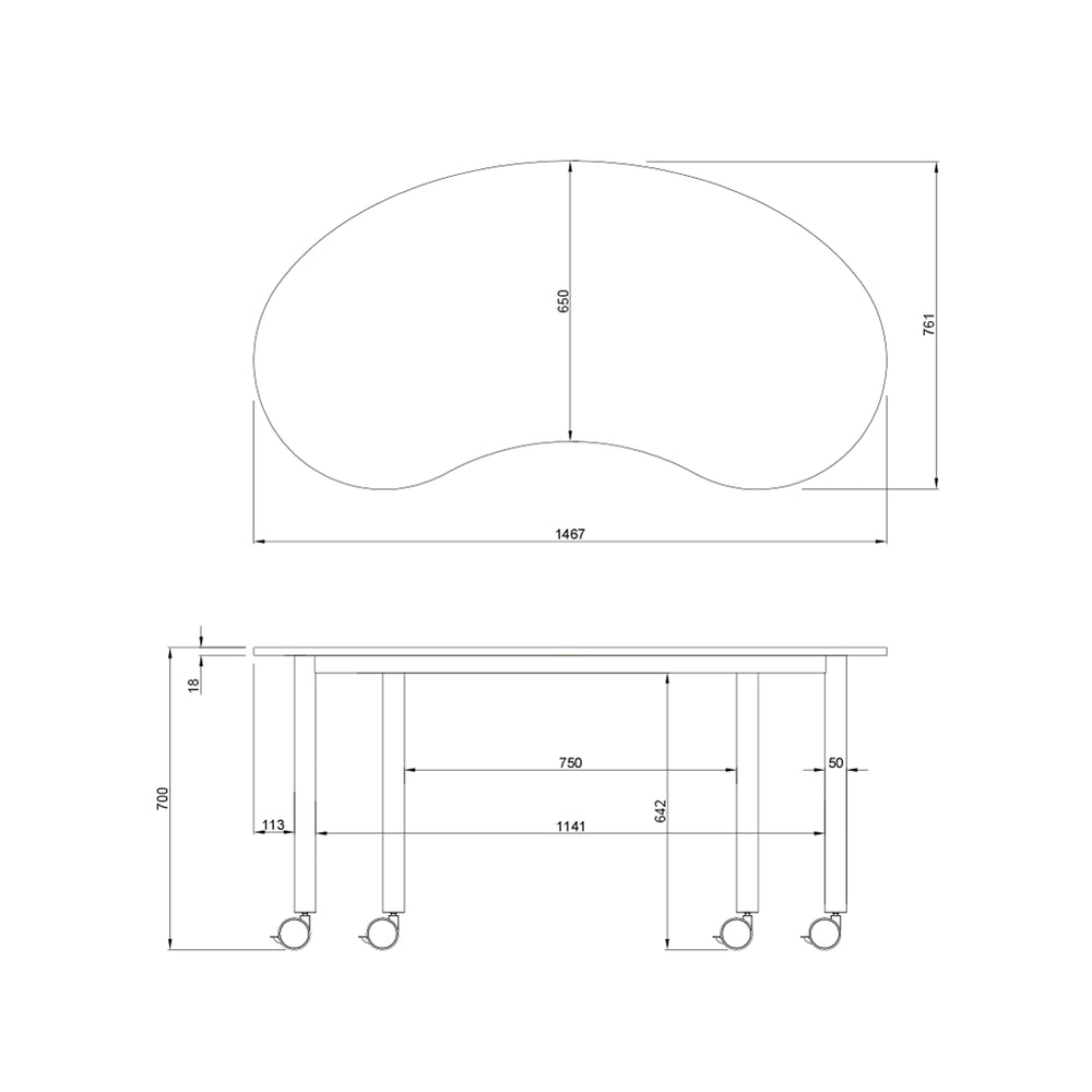 商品サイズ 幅1467mm 豆型