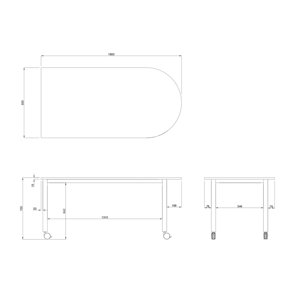 U字形テーブル 商品サイズ 壁付け可能