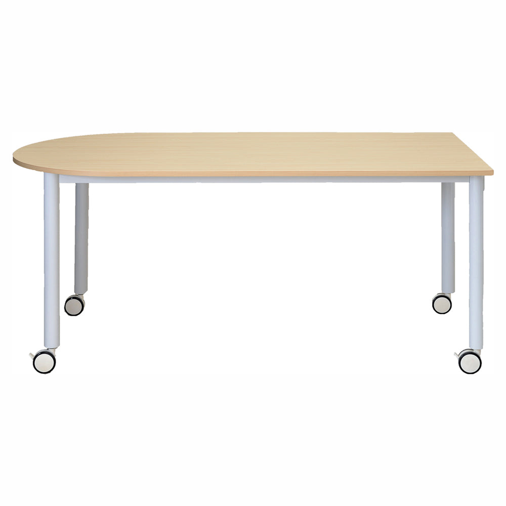 ナチュラル天板 ホワイト脚 U字形テーブル