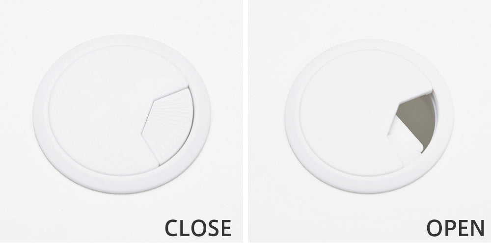 ケーブルを通せる ホワイト ワークテーブル