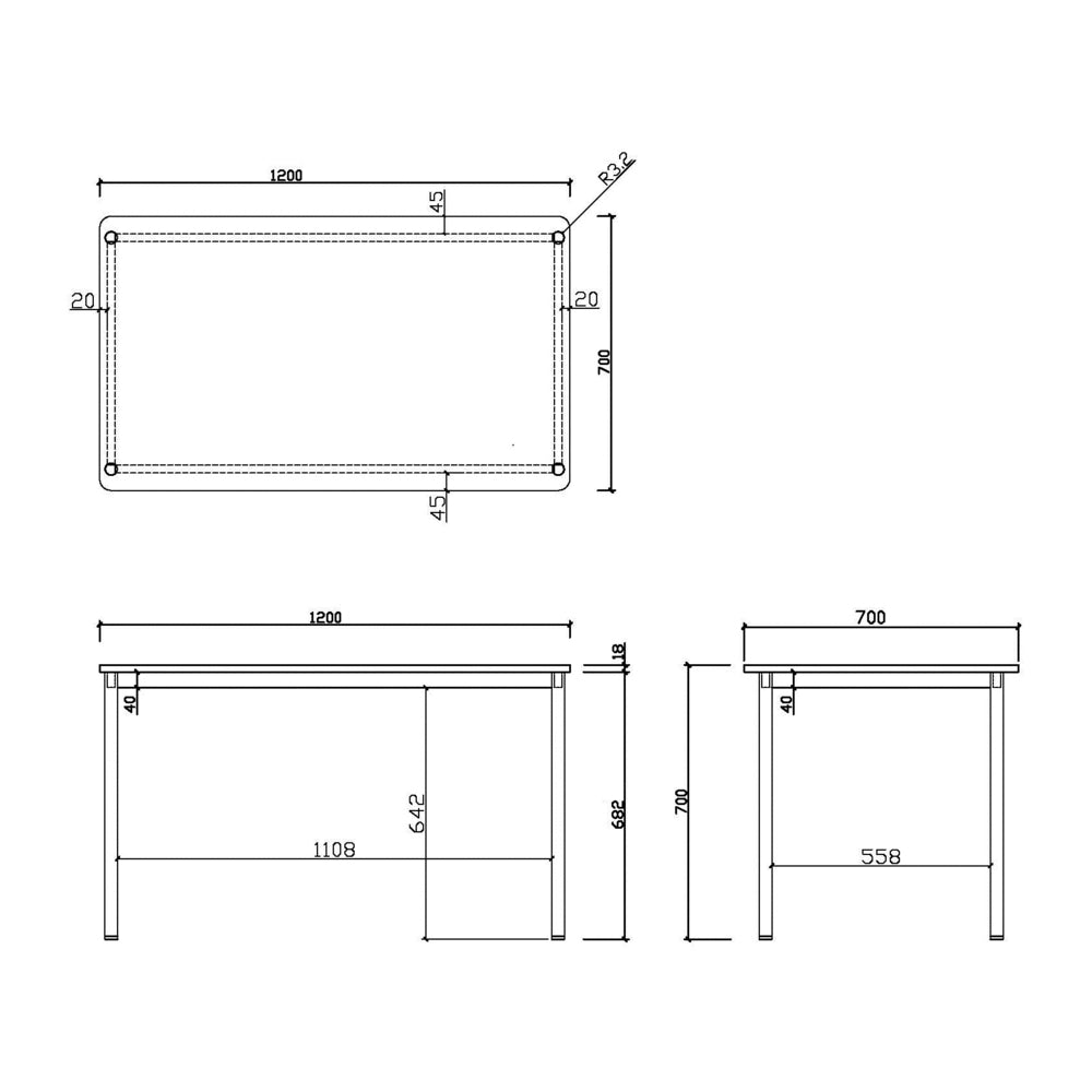 商品サイズ 幅1200mm 長方形 テーブル