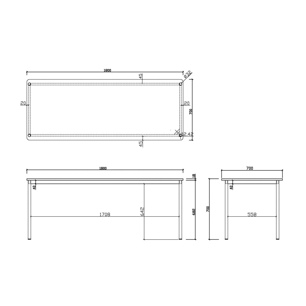 商品サイズ テーブル 幅1800mm 長方形