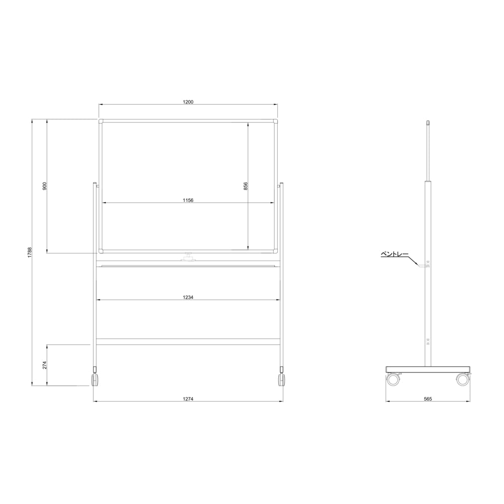 商品サイズ ホワイトボード キャスター付き