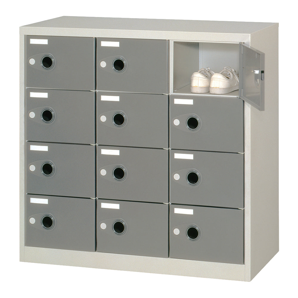 ダークグレー扉 12人用ロッカー 中棚なし