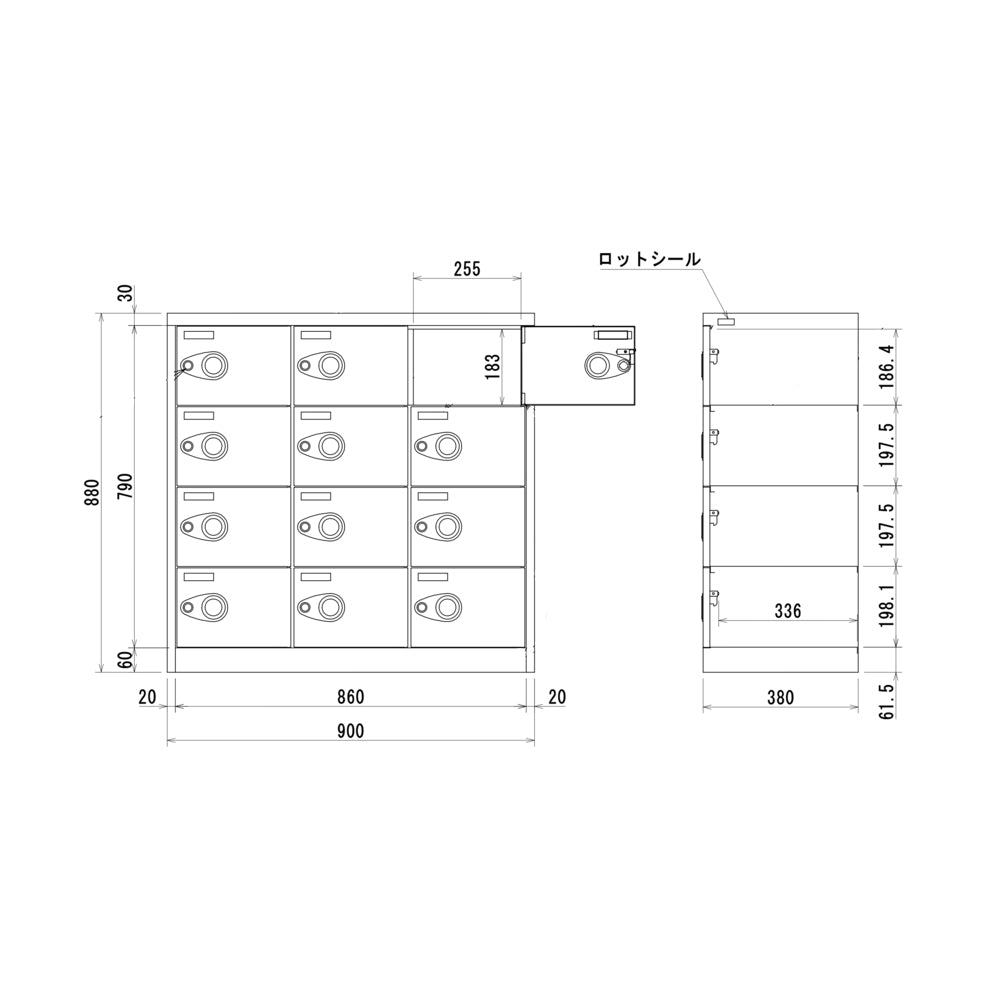 多人数ロッカー 業務用ロッカー 3列4段
