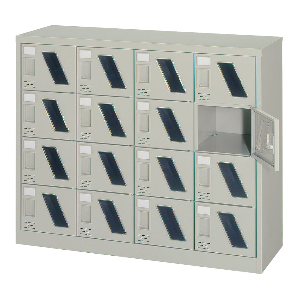 鍵なし窓付きロッカー ニューグレー収納 埃防止ロッカー