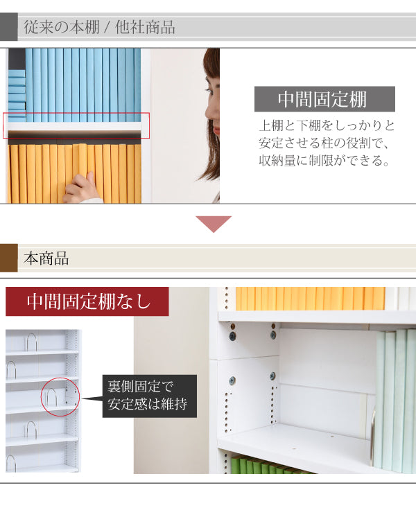 おしゃれに本を収納できる中間固定棚なしデザイン本棚