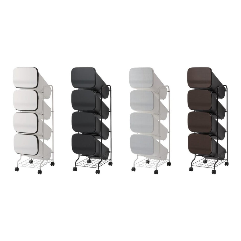 4段 光沢仕上げのフラップ 網棚付き