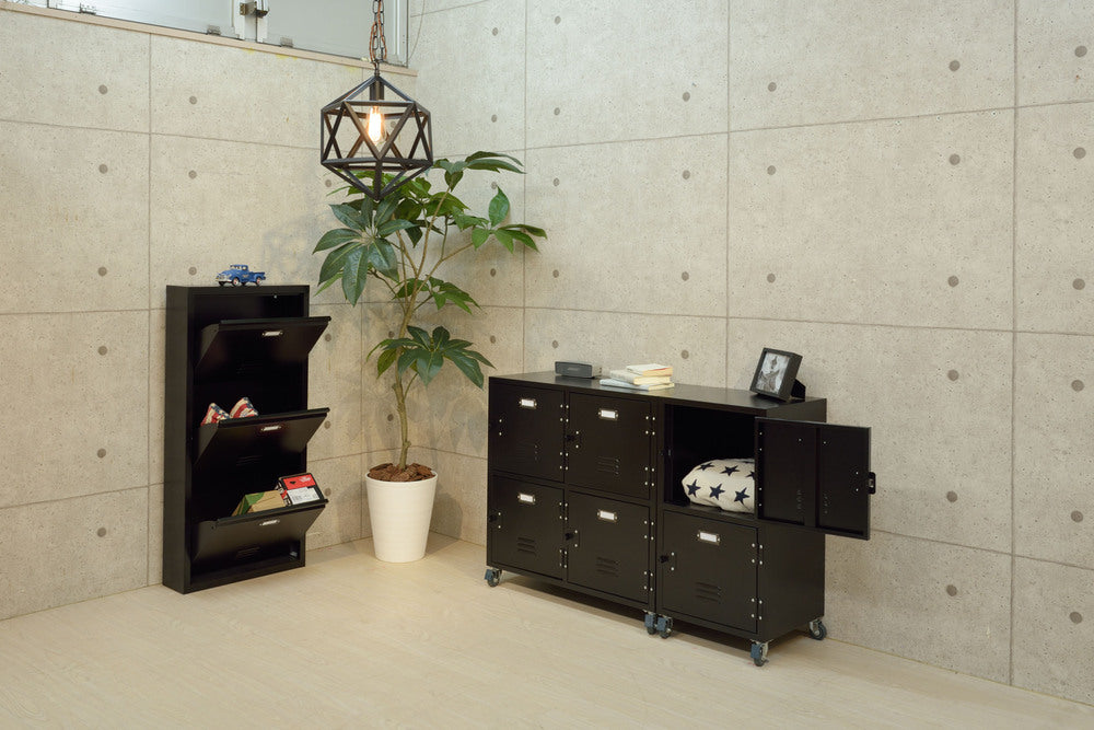 リビング収納 サイドキャビネット ブラック